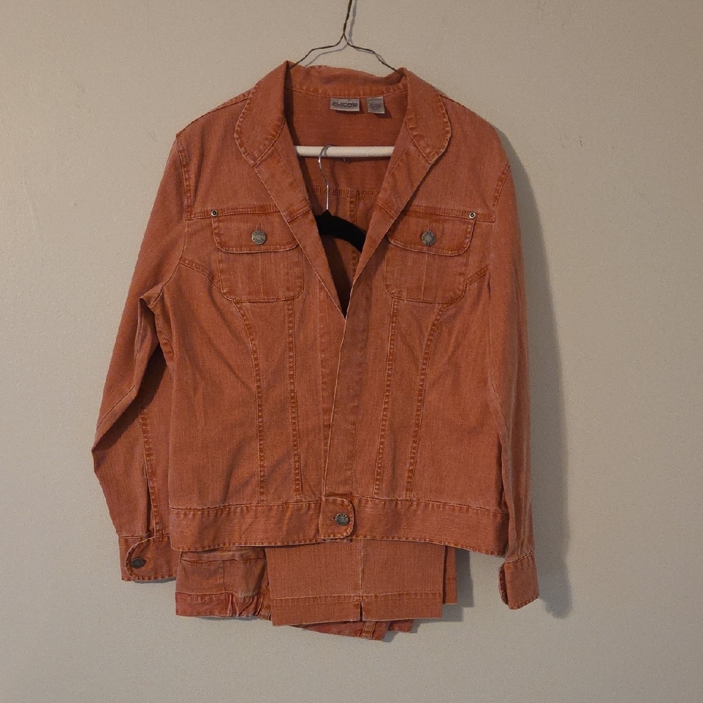 Chico's Rust Jean Jacket And Pants
